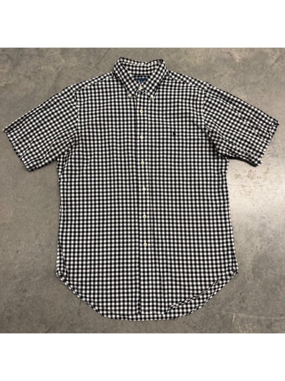 Ralph Lauren Mens Black & White Gingham Button Down Shirt Size M
